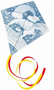 Paul Günther 1244 - Einleiner-Drachen Paint Your Unicorn, Kinderdrachen Einhorn zum selbst Ausmalen, komplett flugfertig mit Wickelgriff und Schnur, für Kinder ab 5 Jahren, Circa 69 x 69 cm