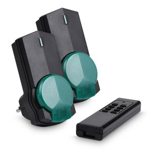 HEITECH zestaw 2 gniazd sterowanych radiowo z pilotem zdalnego sterowania Outdoor