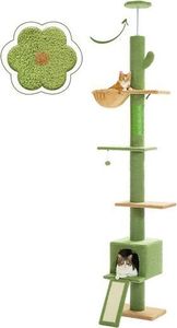 Purpurra Kratzbaum deckenhoch mit Hängematte und Katzenhöhle höhenverstellbar, 216-273cm