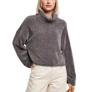 Urban Classics - Damen Short Chenille Turtleneck Pullover ASPHALT XS