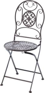 Kobolo Metallstuhl Gartenstuhl Vintage Stuhl aus Metall - klappbar - braun - 91cm