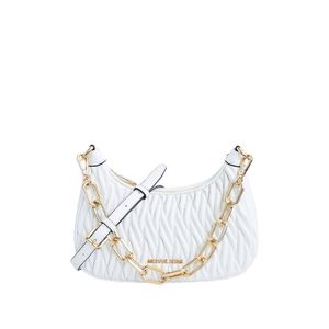 Michael Kors Optic White Cora MD Zip Pouchette Umhängetasche, Optic White