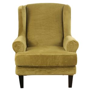 Křeslo Wing Chair Sofa Slipcover Velvet Plush High Stretch Cover Non-Slip Furniture Protector, Yellow