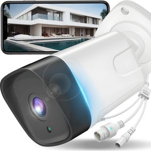Kabellose WLAN Überwachungskamera IP Kamera Aussen Outdoor 1080P Full HD 2.4GHz WiFi IP66 Wasserdicht Bewegungserkennung Kartenslot 355°/90° Retoo