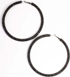 Schwarzer Jet 85mm verkrusteter Creolenohrring
