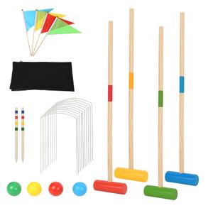 Jopassy Krocket Spiel Croquet Set für 4 Spieler Outdoor Gartenspiel aus Holz Kinder Erwachsene