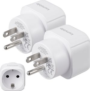 kwmobile 2x Reiseadapter USA Typ-B - Schuko Reise Strom Adapter zu Typ B Steckdose in z. B. USA Kanada Thailand - Stromadapter Urlaub weiß