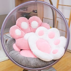 Stuhlkissen mit Sitzlehne, süßes und warmes Bürokissen, Katzenpfotenkissen, weiches warmes Stuhlkissen, Katzenpfotenkissen, bequemes warmes Sitzkissen (weiß)