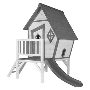 AXI Spielhaus Cabin XL in Weiß mit Rutsche in Grau | Stelzenhaus aus  Holz für Kinder | Kleiner Spielturm für den Garten