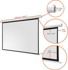 celexon basic Motor-Leinwand 135" | 240x240 cm 1:1 | elektrische Full-HD 4K Beamer-Leinwand für Heimkino oder Büro-Präsentationen | geeigent zur Deckenmontage oder Wandmontage | inkl. Fernbedienung