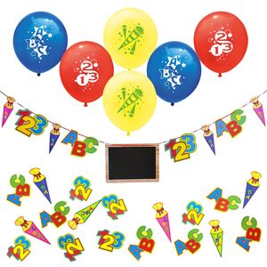 Oblique Unique Schuleinführung Schulanfang Einschulung Deko Set - Luftballons + Girlande + Konfetti