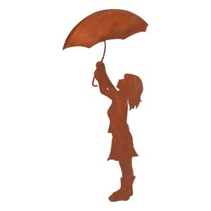 UNUS Roststecker Mädchen mit Schirm groß Dekoration Deko Edelrost Garten Rost