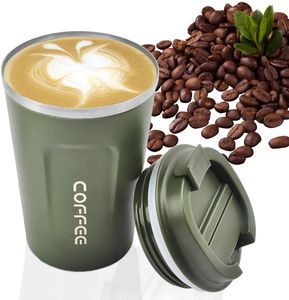 Edelstahl Travel Mug, Kaffeebecher Thermobecher 510 ml Auslaufsicher Kaffee & Tee Isolierbecher BPA-Frei, Dunkelgruen