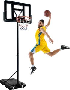 YARDIN Basketballkorb Outdoor 135-305cm Höhenverstellbar Basketballständer Basketballkörbe mit Ständer & Rollen, Basketball, Pumpe
