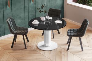 Design Esstisch Tisch HES-111 rund oval Hochglanz ausziehbar 100-148cm