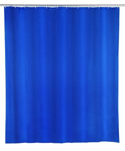 WENKO Dusch Vorhang Badewannen Textil inkl. Ringe 120x200 cm Uni Night Blue