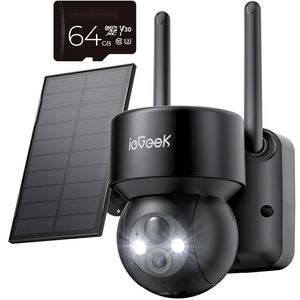ieGeek 2K Überwachungskamera Aussen Solar mit PTZ IP Kamera Outdoor mit PIR, Alexa, 64GB