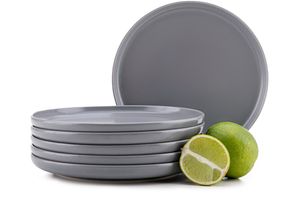 Konsimo Dezertný tanier VICTO 6 ks Jedálenský riad, hlavný tanier, sivý, keramika, Loft, 20 cm