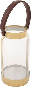 WANDERLUST DECO Laterne aus Edelstahl und goldenem Glas, 12,5 x 12,5 x 23 h cm
