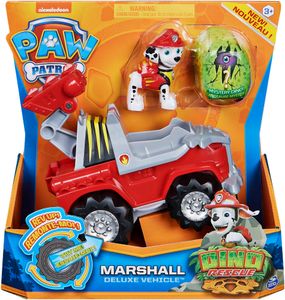 Paw Patrol Dino Rescue Marshall Figur + Fahrzeug Feuerwehrauto + Dinosaurier
