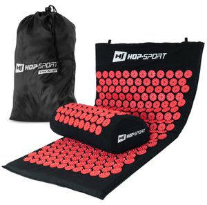 Hop-Sport Akupressur-Set aus Akupressurmatte & Akupressurkissen zur Entspannung und Selbstmassage mit Tasche - Rot