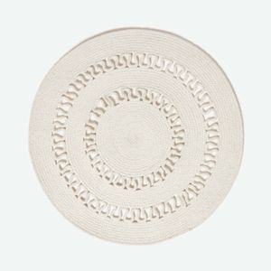 HOMESCAPES Geflochtener runder Teppich mit Häkel-Muster, natur, 90 cm