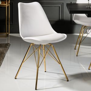 riess-ambiente Design Stuhl SCANDINAVIA MEISTERSTÜCK weiß goldene Beine Esszimmerstuhl Essstuhl Küchenstuhl