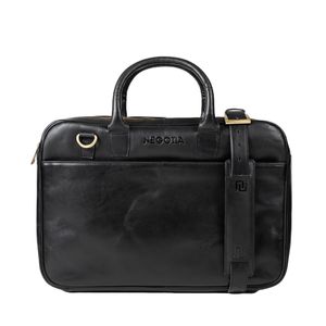 NEGOTIA Delta - taška na notebook z kože - vysokokvalitná taška cez rameno z buvolej kože - taška na notebook 15,6 palca - taška na notebook - čierna