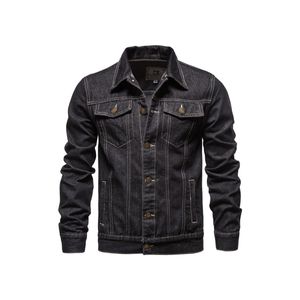 Männer Jeansjacken Revers Trucker Jackets Business Outwear Langarm Button Down Denim Jacke  Schwarz,Größe:L
