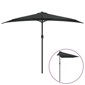 vidaXL Balkon-Sonnenschirm Alu-Mast Schwarz 300x155x223cm Halbrund