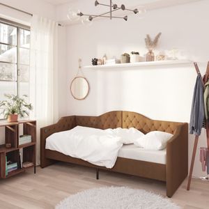 Prolenta Premium  Tagesbett mit Matratze USB Braun Stoff 90x200 cm