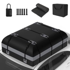 Puluomis 585L střešní box Střešní box na auto, 500D voděodolný střešní nosič zavazadel pro všechna vozidla Grey Black