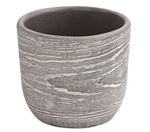 Dehner Übertopf Wood, Ø 23 cm, Höhe 20 cm, Keramik, grau
