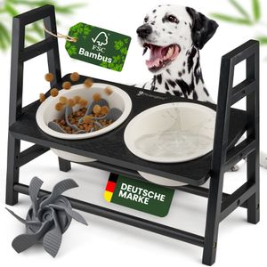 Pfotenglanz Hundenapf erhöht - Napfset mit 2 Schalen aus Keramik für Futter & Trinken - Antischlingnapf für gesunde Hunde