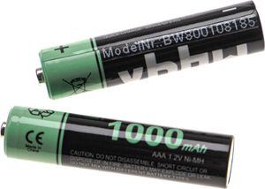vhbw Akkus AAA, 2 Stück kompatibel mit Siemens Gigaset C455, C430HX, C430IP, C450, C430H, C430 Duo Trio, C47h - Akkuzellen, 1000 mAh, 1,2 V, NiMH