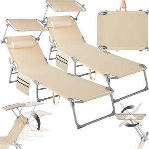 2er Set Sonnenliege Chloé klappbar 190 x 68 x 28 cm, mit Seitentasche