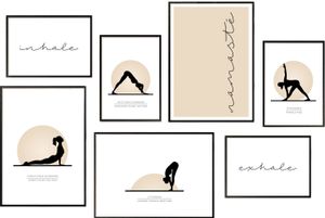 Hyggelig Home Premium Poster Set - 7 passende Bilder OHNE RAHMEN im stilvollen Set - 3 x DIN A3 + 4 x DIN A4 - Set Yoga