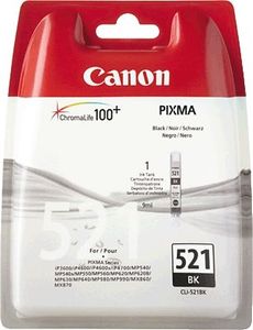 Canon 2933B005 CLI-521BK Tintenpatrone schwarz foto Blister, 350 Seiten 9ml für Canon Pixma IP 3600 MP 980