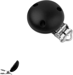 Silikon Schnullerclip 34mm mit Metallclip Schwarz - 1 Stück