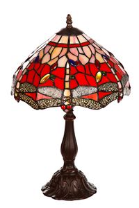 Birendy 12 Zoll Tischlampe Tiffany Libelle groß Motiv Lampe Dekorationslampe, Farbe:Tiff 181 Libelle rot
