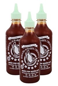 3er-Pack FLYING GOOSE Sriracha Chili Sauce (3x 455ml) | ohne Glutamat | Scharfe Chilisauce | No MSG