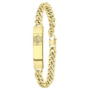 Lucardi - Herren Goldplattiertes Armband aus recyceltem Edelstahl mit surinamischem Teppichklopfer-Design - Armband - Stahl - Gelbgold legiert - 19 cm - Nickelfrei