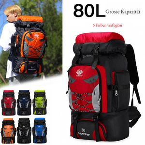 80L batoh Vodotěsná lezecká taška Bike Backpack Sportovní taška pro volný čas Backpack Cestovní batoh Trekking Camping Hiking Outdoor Sport, červená, 80L