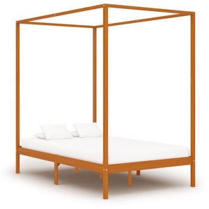 Möbel Himmelbett-Gestell Honigbraun Massivholz Kiefer 120 x 200 cm - Klassische Betten 283258