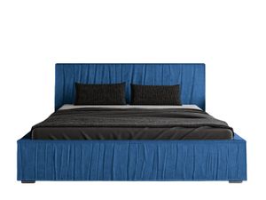 FURMEB24 - ROMA 120 x 200 cm - Postel Boxspring s matrací a dvěma zásuvkami Čalouněná postel s dřevěným rámem - Manželská postel s vysokým čelem - Magic Velvet - modrá
