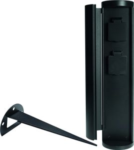 Grafner® Steckdosensäule Schwarz mit 2 Außensteckdosen Edelstahl Gartensteckdose Energiesäule Rund