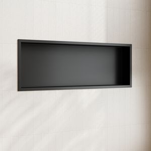 SONNI Duschnische 90x30x10cm schwarzes Unterputz-Nischenregal aus Edelstahl