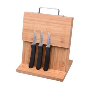 GRÄWE Magnet-Messerhalter Bambus klein mit Küchenmessern schwarz
