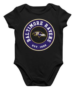Baltimore Ravens - American Football NFL Super Bowl Kurzarm Baby-Body, Schwarz, 0/3, Vorne