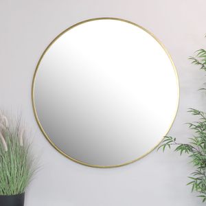 Spiegel 80x80cm rund wandmontiert mit Metallrahmen gold | in 3 Größen für Bad, Flur, Wohnzimmer, Esszimmer oder Schminkspiegel